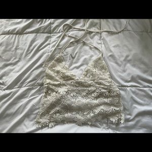 Lace material crop top